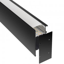 KIT - Perfil aluminio NewWALL para tiras LED, 2 metros, negro