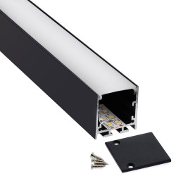 KIT - Perfil aluminio VART SUSPEND para tiras LED, 2 metros, negro