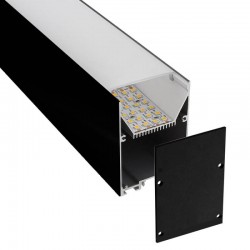 KIT - Perfil aluminio SERK para tiras LED, 2 metros, negro