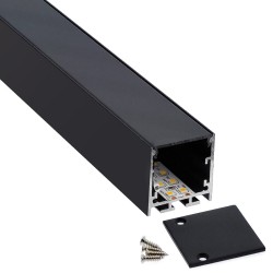 KIT - Perfil aluminio VART SUSPEND para tiras LED, 2 metros, negro