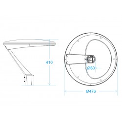 Farola LED 100W PYLOS, 100x150°, 1-10V Regulable