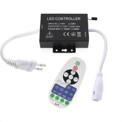 Controlador dimmer RF tira led 220V monocolor 1500W, 6x14mm, conectores rápidos
