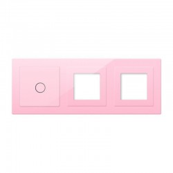 Frontal 3x cristal rosa, 2 huecos + 1 botón