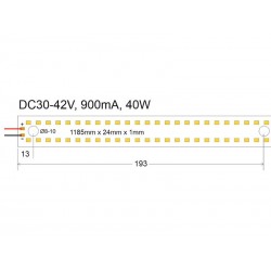 Tira LED rígida CC SMD2835, DC30-42V, 900mA, 40W, 1185mm, (208Led) - IP20