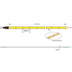 Tira LED Monocolor COB, DC24V, 5m (350Led/m), 60W, CRI92, IP20