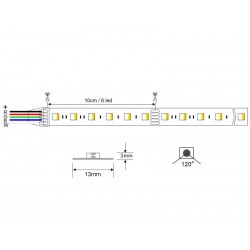 Tira LED EPISTAR SMD5050, RGB+W, DC24V, 5m (60Led/m 4 en 1) - IP67