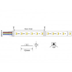 Tira LED EPISTAR SMD5050, RGB+W, DC24V, 5m (60Led/m 4 en 1) - IP20