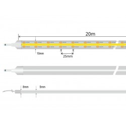 Tira LED COB, ChipLed Samsung, DC24V, 20 metros (240Led/m), 300W, IP68