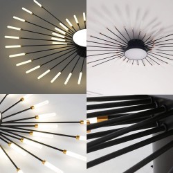 Lámpara Fireworks Led, 30W+8W, Ø128cm, CCT, antracita + mando