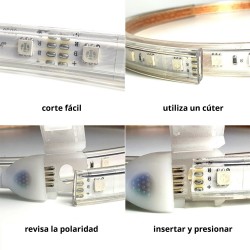 Tira LED 220V SMD5050, 60Led/m, RGB, 1 metro