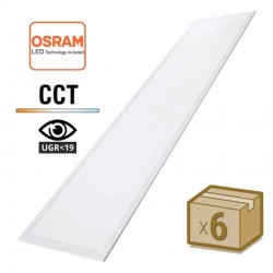 Pack 6 x Paneles LED 48W-40W-36W-24W, 30x120cm, 4CCT, UGR19, OSRAM Chip