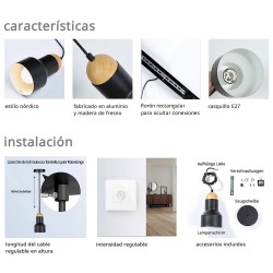 Lámpara colgante led KORE 36W regulable, negro