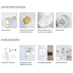 Lámpara colgante led ELARA 12W regulable, blanco