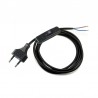Cable con interruptor, 2 x 0,75mm, clavija EU, 1,5m. negro
