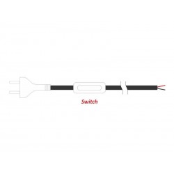 Cable con interruptor, 2 x 0,75mm, clavija EU, 1,5m. negro