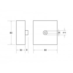 Florón cuadrado blanco, 80x80mm, Ø6mm