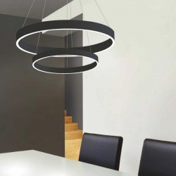 Lámpara colgante RINGEND 38W, negro, Triac regulable, Ø60cm