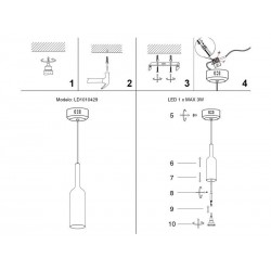 Lámpara colgante Led GLASS BOT 3W
