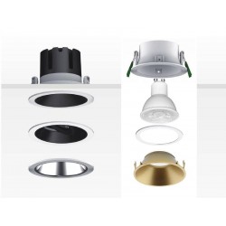 Downlight Led MOS UGR17 Round, 7W, blanco/negro cromo
