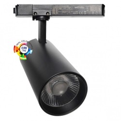 Foco LED ZOLTAR carril Monofásico, 34-40W, CRI92, UGR13, negro