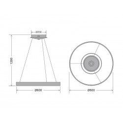 Lámpara colgante BERING 40W, negro, Triac regulable, Ø60cm