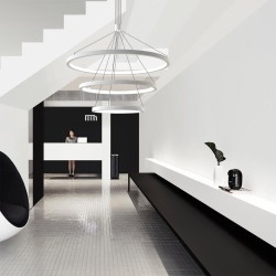 Luminaria colgante TRICYCLE IN, 108W, blanco, Ø807+Ø600+Ø395mm, TRIAC regulable