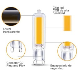 Bombilla G9, COB, 10W, 360º