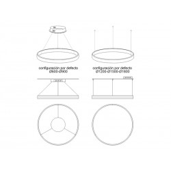 Luminaria colgante RING 75W, Ø1200mm, negro