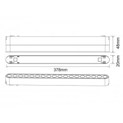 Foco carril SNOW SLIM Magnetic 378mm Basculante, 48V, 18W, 24º, blanco
