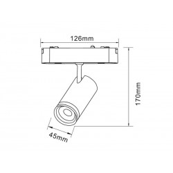 Foco carril SPOT SLIM Magnetic, 48V, 12W, 10-55º ajustable, blanco