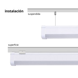LED lineal, suspendido o superficie, 18W, RGB+CCT, RF, Alexa, SINC. 1m