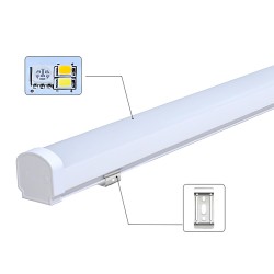 LED lineal, suspendido o superficie, 18W, RGB+CCT, RF, Alexa, SINC. 1m