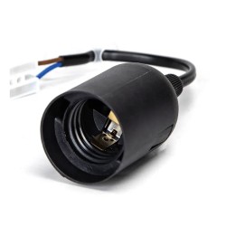 Portalámparas casquillo E27 negro con cable