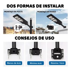 Soporte recto 49cm para farola 48mm para poste o pared