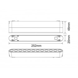 Foco carril SNOW SLIM 252mm Basculante 48V, 12W, 24º, negro