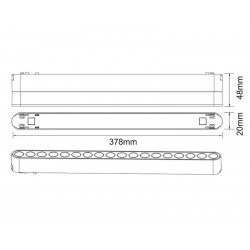 Foco carril SNOW SLIM 378mm Basculante 48V, 18W, 24º, negro