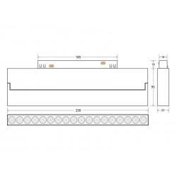 Conector T Carril SLIM 48V, negro