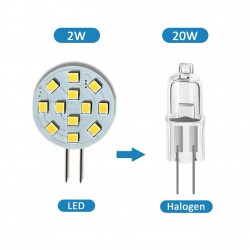 Bombilla LED G4 bi-pin circular plana 12V AC/DC - 2,2W
