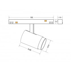 Conector I Carril SLIM 48V, negro