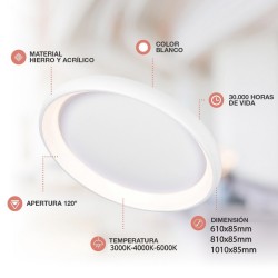 Luminaria superficie CYCLE, 100W, 1010mm, CCT, blanco