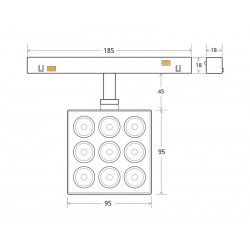 Conector L Carril SLIM 48V, negro