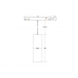 RAIL PENDANT 190*60mm, 8W, ajustable 15º-60