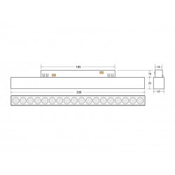 RAIL GRILLE 330mm, 18W, APP, CCT
