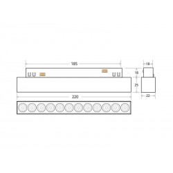 RAIL GRILLE 220mm, 12W, APP, CCT