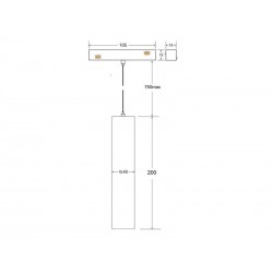 RAIL PENDANT 200*40mm, 6W, CCT