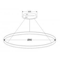 Luminaria colgante RING 56W, Ø900mm, negro