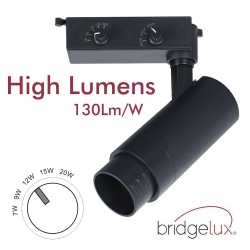 Foco carril Monofásico PIKE RAIL LED 7-9-12-15-20W, 3CCT, 15º-60º, negro