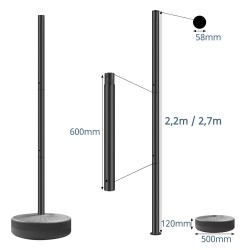 Poste farola portátil acero galvanizado modular 2,2m