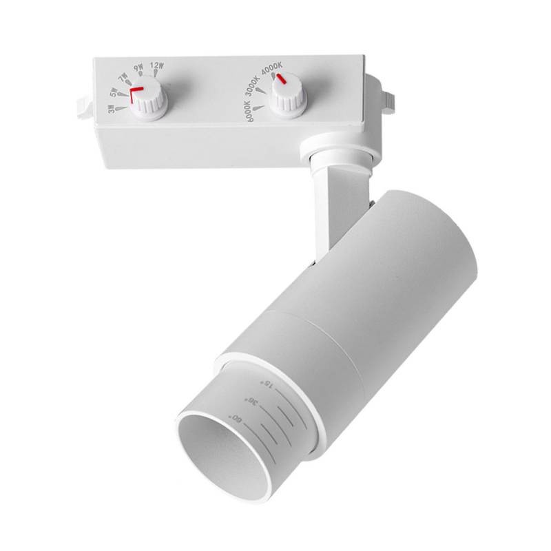 Foco carril Monofásico PIKE RAIL LED 3-5-7-9-12W, 3CCT, 15º-60º, blanco