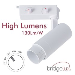 Foco carril Monofásico PIKE RAIL LED 7-9-12-15-20W, 3CCT, 15º-60º, blanco